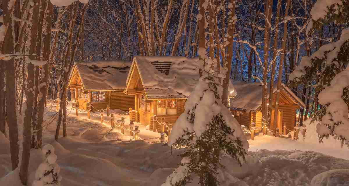 雪中小屋 白雪皑皑 夜晚