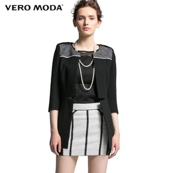 Vero Moda格纹拼接修身<em>开身女</em>风衣外套C|314