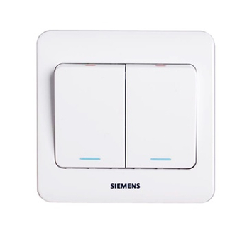 西门子开关面板插座远景系列雅白二开单控荧光
