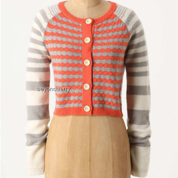 Anthropologie 女士<em>短款</em>长袖<em>开衫</em>圆领<em>羊毛</em>混毛