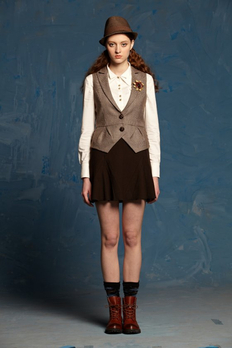 秋売/秋壳原创女装 英伦复古羊毛呢西装<em>马甲</em>/格