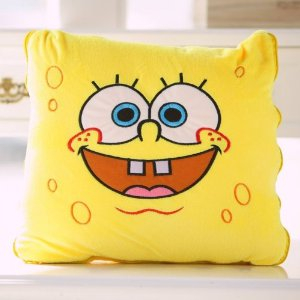 米朵 海绵宝宝龙猫夏季空调毯抱枕被 两用靠垫