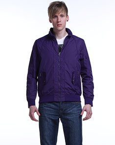 肩部弧形拼接紫色长袖夹克 - 夹克\/男士上衣\/男