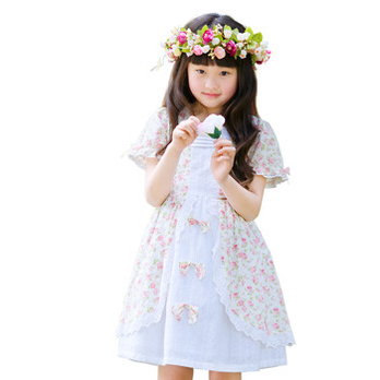 绿盒子童装摩登小姐夏款<em>女童</em>精致<em>短袖连衣裙</em> 