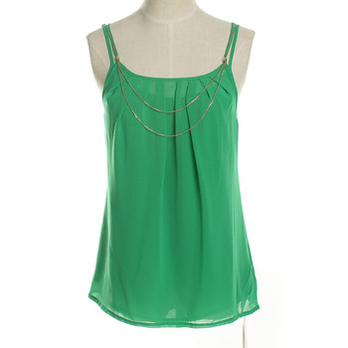 三彩女装专柜正品2014夏装新款雪纺百搭真两