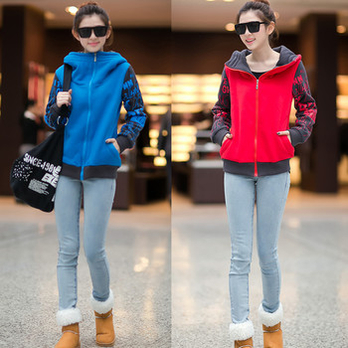 Y 2014新款韩版学生装<em>开衫卫衣女外套</em> 蓝色 X