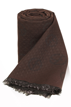 乔治·阿玛尼 棕色 混纺 几何针织图形 围巾 HF