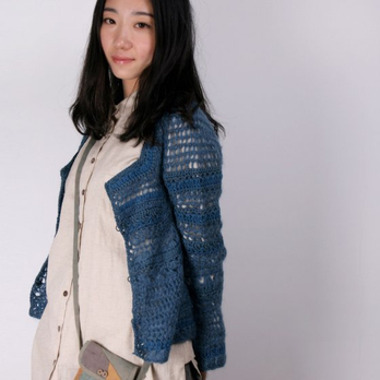 手工编织 镂空钩花 百搭<em>喇叭袖</em>毛<em>开衫</em> 女装 日记