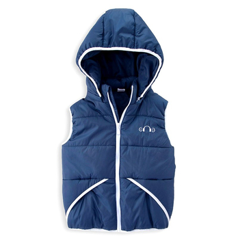 休闲炫亮<em>戴帽</em>棉<em>马甲</em>(男童)(140-160) 藏蓝色 - 儿