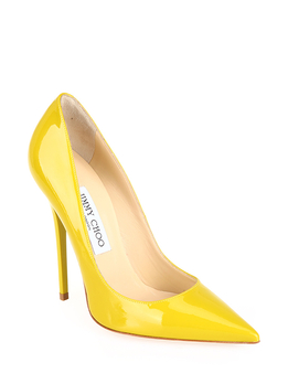 JIMMY CHOO周仰杰黄绿色漆皮材质纯色简约