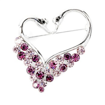 Glamorousky双生天鹅配紫色水晶胸针 送女友 