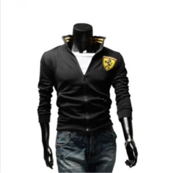 2013秋冬新款 男士<em>简约立领</em>绣标<em>开衫卫衣</em> 男休