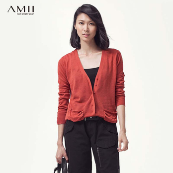 <em>AMII</em> 秋装百搭<em>薄</em>款针织开衫<em>外套</em>毛衣1124051