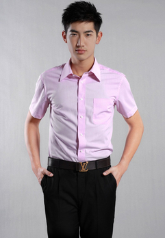 332 男装 韩版修身短袖衬衫 (91306-2B) - 衬衫