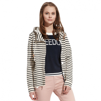 <em>Metersbonwe</em>女条纹<em>开衫卫衣</em>甜美假日【春装新