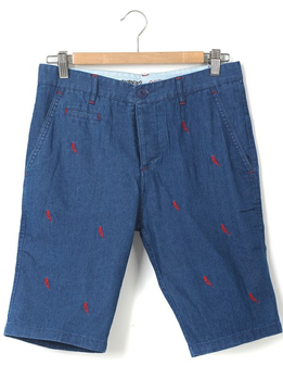 HEART <em>刺绣</em>牛仔<em>短裤</em> (<em>男款</em>) - 牛仔裤/男士裤子
