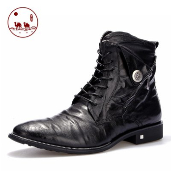 城市骆驼男鞋 真皮舒适高帮鞋潮流韩版潮品男