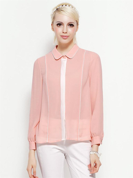 Betu 百图浅粉长袖衬衫 - 衬衫\/女士上衣\/女装 -