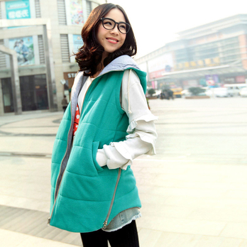 【安都】<em>韩版</em>弧摆带帽<em>加厚</em>中<em>长款</em>棉背心<em>马甲</em> 