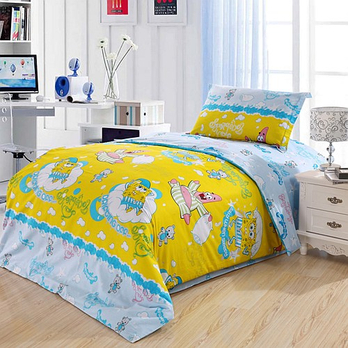 卡蓓莱 全棉儿童床上用品三件套 海绵宝宝(黄)