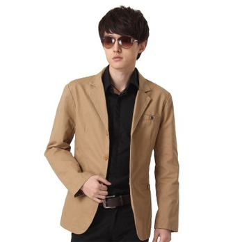 沃播 秋装新款简约时尚帅气纯色<em>男士</em>西服<em>外套</em>