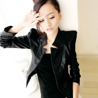 Anna Su <em>春季</em>韩版<em>女装短款</em>水洗PU皮立领修身