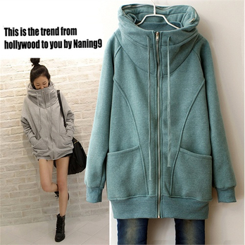 超好品质 秋冬新款 韩版立领拉链<em>开衫中长</em>版加