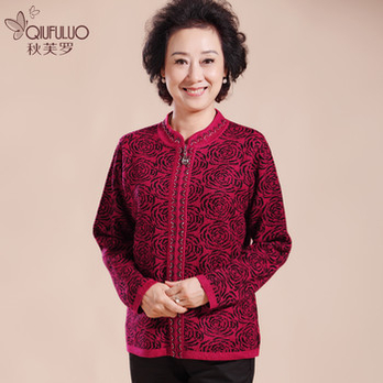 秋芙罗 2013<em>中老年</em>女装<em>秋装毛衣外套</em> 老年人冬