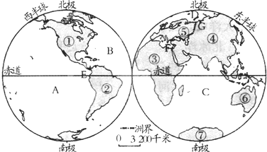 读东西半球示意图,回答下列问题 (1)在字母a,b,c,d代表的四大洋中