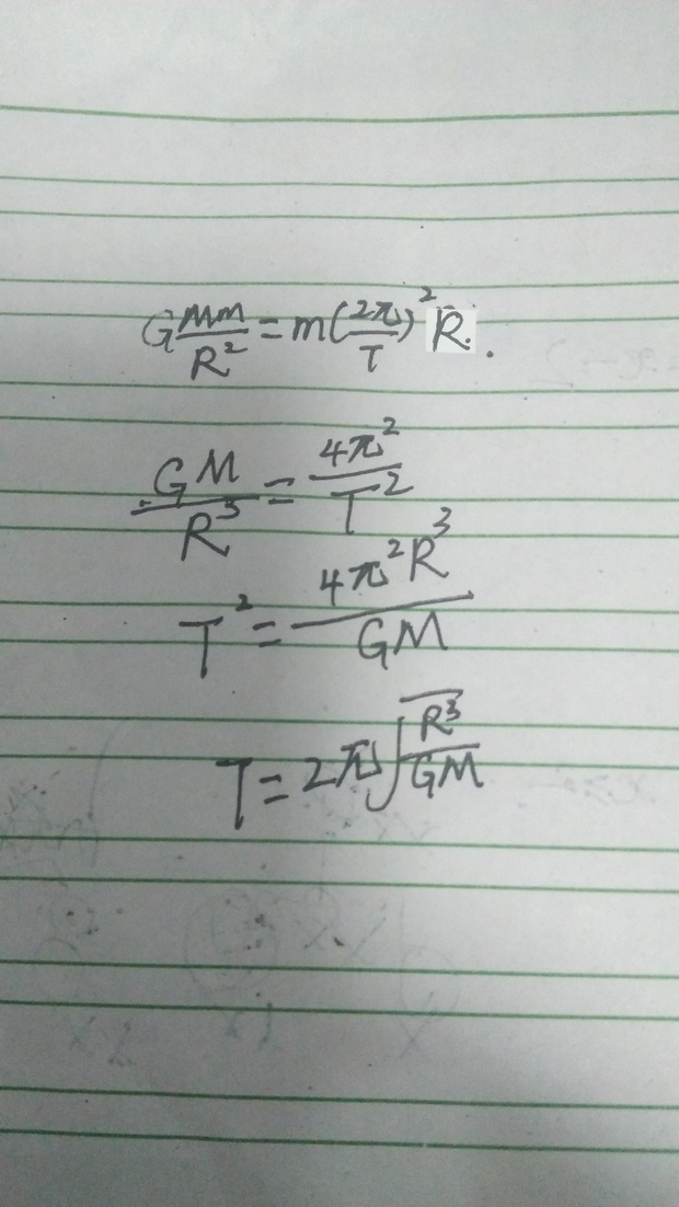 物理公式GMm\/R^2=mr(2π)^2\/T^2中T=2π