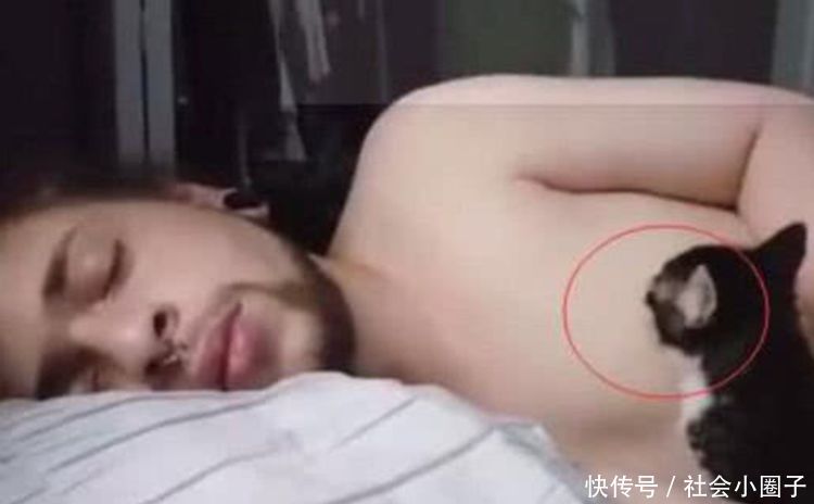 男子熟睡中感觉有人在亲自己，结果睁开眼看着这一幕，乐了！