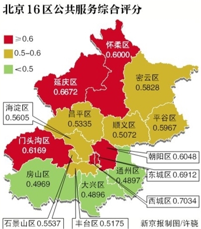 16区公共服务排名公布 西城"领跑"-北京时间