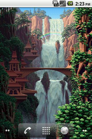 森林瀑布动态壁纸 8-Bit Waterfall Live Wallpaper截图3