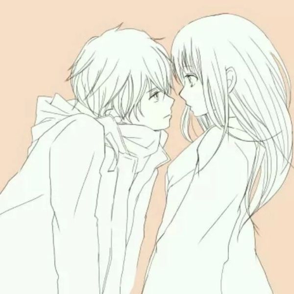 求帮找下图粉色背景白色人物男女对视的动漫情侣头像!_360问答