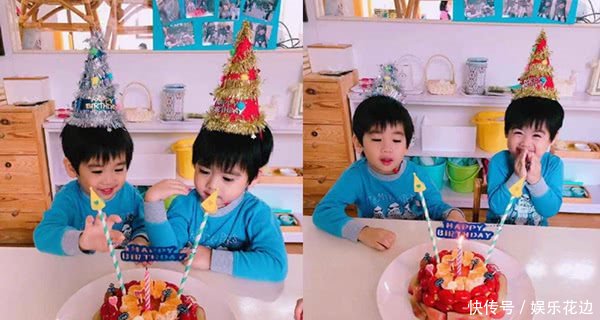 林志颖晒双胞胎幼儿园庆生照片,一家五口的全