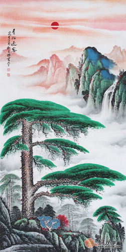 玄关挡灾画 李林宏新品山水画《青松迎客》【作品来源:易从网】
