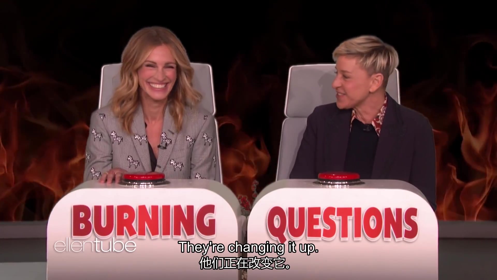 theellenshow#朱莉娅·罗伯茨julia roberts plays "burning