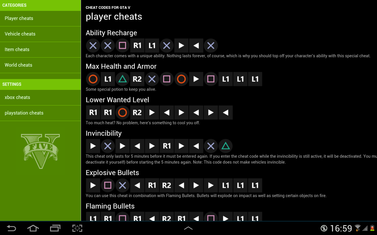 Cheat Codes for GTA V截图2