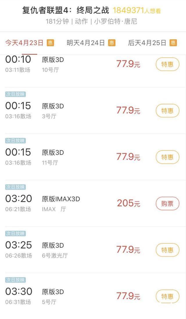 复联4今晚零点首映,票房已突破7亿,去看首映的