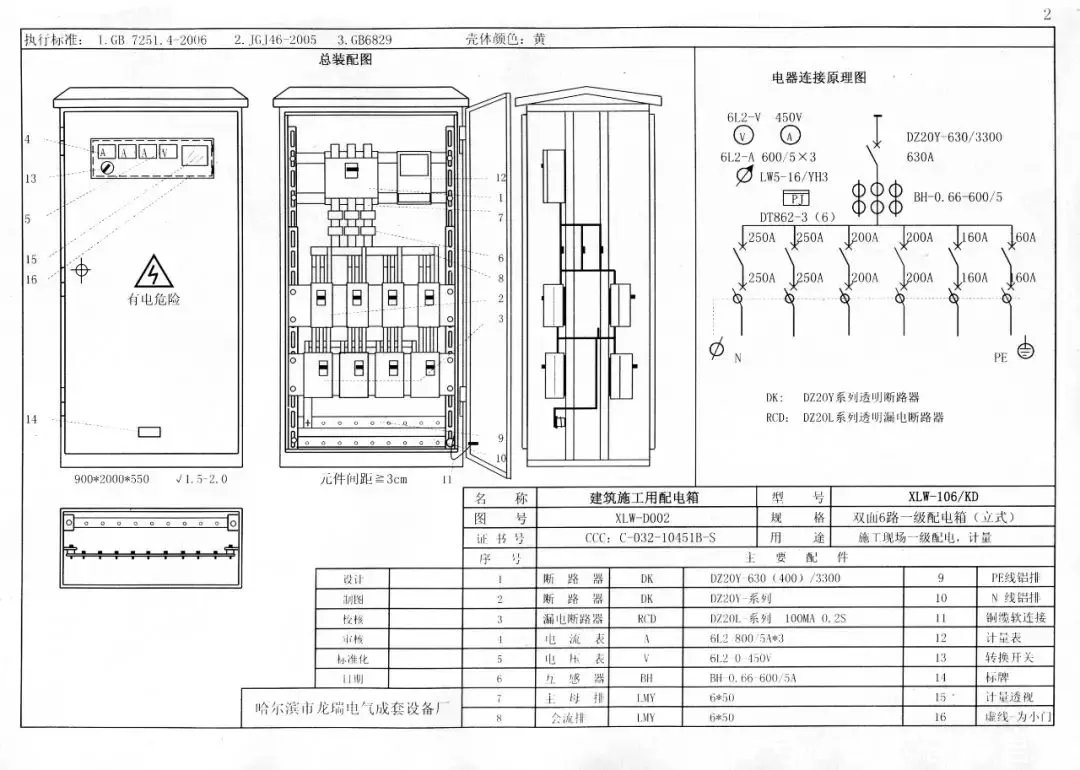 八回路配电柜电气系统图 三、分配电箱 (一)含照明回路分配电箱 (动力回路与照明回路分路配电) 内设200A-250A具有隔离功能的DZ20系列透明塑壳断路器作为主开关(与总配电箱分路设置断路器相适应);采用DZ20或 KDM-1型透明塑壳断路器作为动力分路、照明分路控制开关;各配电回路采用DZ20或KDM-1透明塑壳断路器作为控制开关;PE线连线螺栓、N线接线螺栓根据实际需要配置。