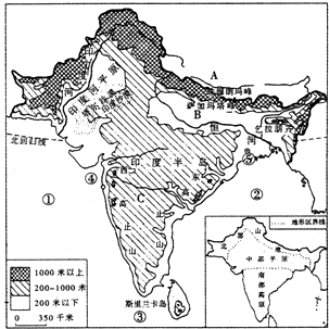 读"印度地形图,回答下列问题(1)写出图中字母所代表的地形区名称:a