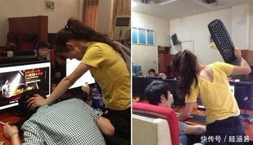 男子网吧内遭女友拿键盘暴打,起因让人哭笑不得!网友:所以我选择单身! 九州娱乐金百利推球
