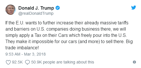 特朗普就关税政策再出狂言 欧盟震怒!誓言将以牙还牙