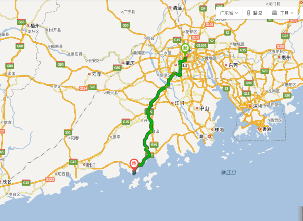广州芳村到台山下川岛开车不走高速怎么走?大