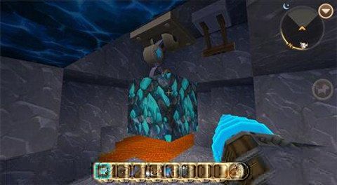 迷你世界如何挖岩浆中的蓝钻石