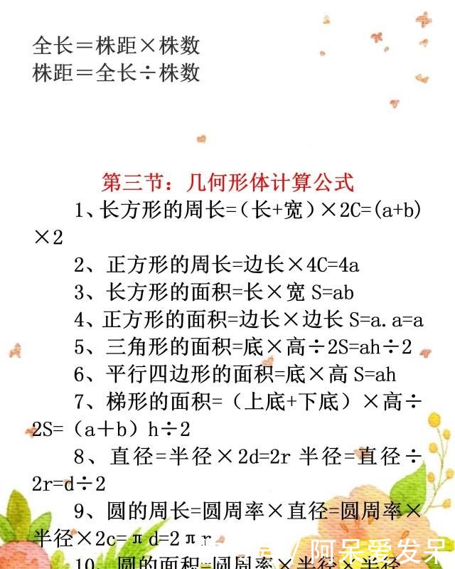 大全公式数学小学1~6年级各类解题小学汇总,值最强-榄小源竹公式5图片
