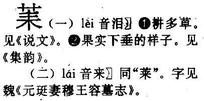 草字头下面耒的字读什么