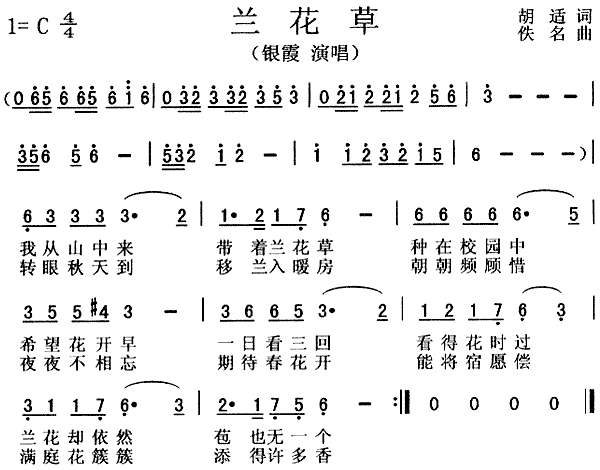 兰花草的简谱是什么