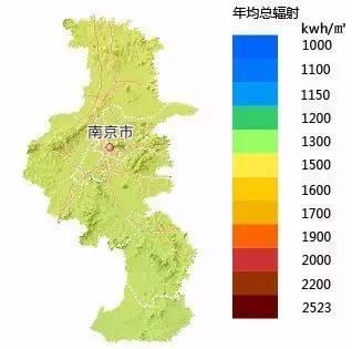 资源地图丨江苏省及各市太阳能资源分布图