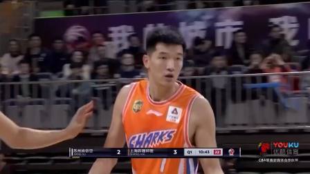 CBA 18/19赛季 江苏VS上海第一节：弗雷戴特领衔外线屡中三分，上海占先机取得领先
